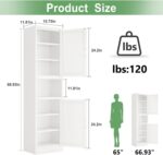 Tall Narrow Storage Cabinet 66.93" H Tall Bathroom Cabinets Metal Pantry Cabinet, 4 Adjustable Shelves for Kitchen, Home Office, Living Room, Dinning Room (16 inches Wide White) - Image 4