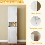 Tall Narrow Storage Cabinet 66.93" H Tall Bathroom Cabinets Metal Pantry Cabinet, 4 Adjustable Shelves for Kitchen, Home Office, Living Room, Dinning Room (16 inches Wide White) - Image 5
