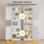 Tall Narrow Storage Cabinet 66.93" H Tall Bathroom Cabinets Metal Pantry Cabinet, 4 Adjustable Shelves for Kitchen, Home Office, Living Room, Dinning Room (16 inches Wide White) - Image 6