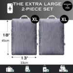 Extra Large Compression Packing Cubes for Checked Luggage, Lightweight Suitcase Organizers & Space Saver Bags - Travel Cubes for Packing - Travel Essentials - 2 Piece Set, X-Large - Grey Stripe - Image 3