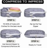 Extra Large Compression Packing Cubes for Checked Luggage, Lightweight Suitcase Organizers & Space Saver Bags - Travel Cubes for Packing - Travel Essentials - 2 Piece Set, X-Large - Grey Stripe - Image 4