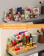 Spice Rack, 3-Tier Expandable Bamboo Spice Rack Organizer for Cabinet - Kitchen, Pantry and Cupboard Storage Organizer - Image 3