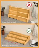 Spice Rack, 3-Tier Expandable Bamboo Spice Rack Organizer for Cabinet - Kitchen, Pantry and Cupboard Storage Organizer - Image 6