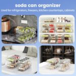Drink Organizer for Fridge Soda Holder for Refrigerator Can Dispenser,Adjustable Width Can Holders for Fridge Suitable for Storage Cabinet and Pantry Clear (2 Pack) - Image 4