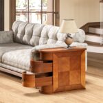 LITTLE TREE Wood End Table with 2 Drawers Sofa Side Table, No Assembly Required Vintage Slim Nightstand Bedside Table for Bedroom - Image 4