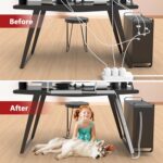 Under Desk Cable Management, 15.7 in Computer Cable Management Black, 6Pcs Self-Adhesive J Channel Wire Raceway, Computer Cord Hider for Home & Office, Kid & Pet Trip Prevention - Image 8