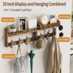 29 inch Coat Rack Wall Mount with Shelf, Set of 2 Heavy Duty Coat Hooks Wall Mount, Entryway Coat Hanger Wall Shelf with Key Holders and Mail Organizer for Living Room, Bedroom, Bathroom - Image 3