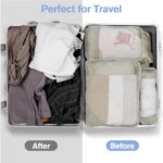 Packing Cubes for Travel Compression,Travel Packing Cubes,Mesh Luggage Suitcase Organiser Bags,Ultra-thin Compression Bags,Luggage Organizers for Suitcase Carry On （ Beige,7 Set） - Image 6
