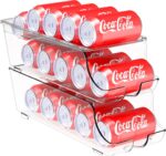 Simple Houseware 2-Pack Auto-Rolling Beverage Can Organizer for Fridge, Clear Front-Loading Soda Dispenser with Smooth Glide Design, Space-Saving Refrigerator Storage Bins - Image 7