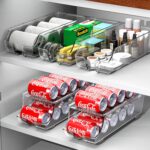 Simple Houseware 2-Pack Auto-Rolling Beverage Can Organizer for Fridge, Clear Front-Loading Soda Dispenser with Smooth Glide Design, Space-Saving Refrigerator Storage Bins - Image 9