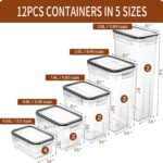 PRAKI Airtight Food Storage Containers with Lids, 12PCS Plastic Kitchen Storage Containers for Pantry Organizers and Storage - Cereal, Rice, Flour and Sugar Containers with Labels & Marker - Image 3