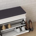Panana Shoe Storage Bench, Shoe Rack with Padded Seat Cushion, Shoe Cabinet with 1/2 Flip-Drawer for Closet Hallway Mudroom (White, 2 Drawers) - Image 6