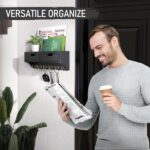 Rebee Vision Key Holder Wall Mount with 2 Drawer Organizer : Decorative Mail Organizer with 6 Key Hooks & Small Wall Shelf - Modern Home Decor for Apartment Essentials (Black) - Image 4