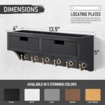 Rebee Vision Key Holder Wall Mount with 2 Drawer Organizer : Decorative Mail Organizer with 6 Key Hooks & Small Wall Shelf - Modern Home Decor for Apartment Essentials (Black) - Image 5