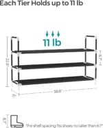 SONGMICS 3-Tier Shoe Rack, Shoe Storage for Hallway Closet, Slim and Space-Saving, Metal Frame, Non-Woven Fabric Shelves, Black ULSH053B01 - Image 4