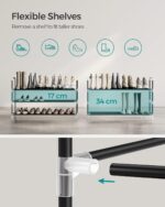 SONGMICS 3-Tier Shoe Rack, Shoe Storage for Hallway Closet, Slim and Space-Saving, Metal Frame, Non-Woven Fabric Shelves, Black ULSH053B01 - Image 6