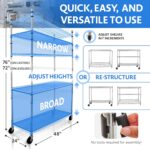 4000 LBS Heavy Duty Wire Rack, 48 x 24 x 76, 5-Tier NSF Commercial Rolling Rack with 4" Industrial Casters, Chrome Metal Wire Shelving for Garage, Kitchen, Adjustable Storage Shelf, Crescent - Image 3
