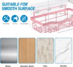 Adhesive Shower Caddy, No Drilling Bath Organizers 5 Pack, Rustproof Shelves with Soap Holder & Toothbrush Holder, Pink Bathroom Accessories Decor Set - Image 8