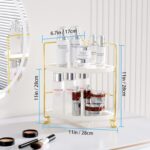 FSyueyun 2-Tier Corner Bathroom Counter Organizer, Tool-Less Installation Vanity Shelf Small Plastics Countertop Makeup Tray Skincare Perfume Organizers (Gold) - Image 3