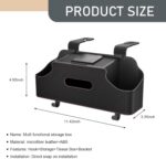 1 PC Car Seat Back Organizer, Car Back Seat Multi-Function Storage Box with 2 Drink Cup Holders, 11.42" x 3.35" Leather Tissue Organizer, Universal for Most Cars, Trucks, SUVs (Black) - Image 3