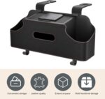 1 PC Car Seat Back Organizer, Car Back Seat Multi-Function Storage Box with 2 Drink Cup Holders, 11.42" x 3.35" Leather Tissue Organizer, Universal for Most Cars, Trucks, SUVs (Black) - Image 4