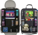 2 Pack Car Seat Organiser, Car Tidy Organiser Back Seat, Water Proof Oxford BackSeat Protector with 10" Ipad Tablet Holder, 9 Pockets for Books, Bottles, Black - Image 2