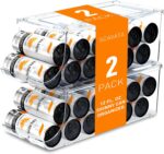 2 Pack Skinny Can Organizer for Refrigerator, Stackable Tall Skinny Soda Pop Can Holder Dispenser with Lid for Fridge Pantry Rack Freezer, Clear Plastic Storage Bins-Holds 12 Slim Cans Each - Image 2