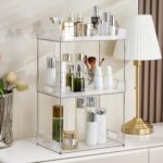 3 Tier Bathroom Counter Organizer, Multi-Purpose Cosmetics Skincare Shelf, Fits A4 Size Makeup Organizer for Office and Vanity Tray, Countertop Storage Solution for Kitchen,Bath.(Clear) - Image 2