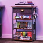 4-Tier AV Media Stand with Drawer, Video Game Console Shelf with 2 Hooks, Audio Rack Tower Perfect for/Xbox/ PS5/Switch/Game Consoles/DVD/Record Player/Projector/Sky Box/TV Accessories - Image 2