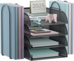 4 Tier Stackable Paper Tray Organizer for Desk, Office Desk Accessories, Paper Sorter Organizer for Letter/A4 Office File Folder Holder (Black, 16.1" x 13.2" x 10.12") - Image 2