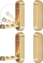 4PCS Foldable Gold Wall Hooks, Heavy Duty Zinc Alloy Folding Wall Hooks, Folding Hidden Coat Hooks Wall Mount Bathroom Foldable Towel Hooks for Hanging Clothes, Bags, Hats, Bathrobes, Keys etc (Gold) - Image 2