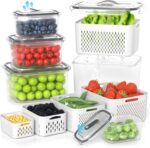 5 Pack Fruit Storage Containers for Fridge - Clear Berry Containers with Colander, Airtight Fridge Organizer Bins with Vent Handle Lids for Refrigerator Organizers and Storage Keep Fresh - Image 2