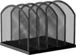 5-Section Vertical Desktop Organizer, 5-Section Mesh File Folder Stand Sorter for Office Home Classroom Organization (1, Black) - Image 2