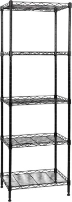 5-Tier Wire Shelving Adjustable Shelves Unit Metal Storage Rack for Laundry Bathroom Kitchen Pantry Closet Organization (Black, 16.6" L x 11.4" W x 49.1" H) - Image 2