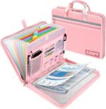 5200℉ Fireproof Document Organizer with 13 Accordion Expanding File Folder, Aluminum Foil Zipper Binder with 30 A4/Letter Sheet Protector, Binder for School Office Home Storage (Pink) - Image 2
