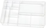 8-Section Clear Drawer Organizer, Large Acrylic Drawer Divider Tray for Desk,Bathroom,Office Makeup,Junk, Plastic Drawers Organizer 13.7" x 8.7" x 2" (8-Section) - Image 2