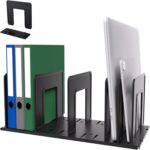 Adjustable Vertical File Sorter Sturdy Plastic Expandable Upright File Holder, Desktop Binder Organizer, School Office Organization Bookshelf Divider, Assemble Easily Endlessly, Black - Image 2