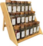 Bamboo Spice Rack Organizer - 3 Tier Foldable Wooden Spice Rack for Countertop, Cabinet & Drawer- Organic Bamboo-Extra Sturdy Wooden Spice Shelf, No Spice Jars Included - Image 2