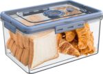 Bread Box With Digital Hygrometer, Portable Bread Boxes with Lid and Handle,New Upgrade Time Recording Bread Storage Container for Homemade Breads,Toast, Bagel, Donut and Cookies(Grey) - Image 2