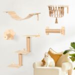 Cat Wall Shelves and Perches, Wall Mounted Cat Furniture with Hammock, Bridge, Tree, Steps and Scratching Posts, Wooden Climbing System for Indoor Large Cats and Kittens - Image 2