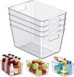 Clear Plastic Storage Bins, 4-Pack Stackable Pantry Organizers and Storage Containers for Kitchen, Fridge, Cabinet and Closet Organization - Home Essentials - Image 2