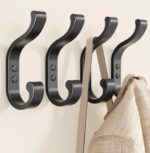 Coat Hooks Wall Mount for Hanging, Heavy Duty Backpack Hooks for Wall, Hold up to 30 lbs, Large Hanger Hooks for Towels, Purses, Clothes, Mudroom, Bathroom, Door, Black, 4 Pack - Image 2