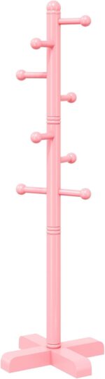 Coat Rack, Freestanding Coat Racks with 8 Hooks 2 Adjustable Height, Tree Coat Rack for Bedroom, Hallway, Entrance, Office, Hats, Handbags,Purse (Pink) - Image 2