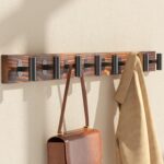 Coat Rack Wall Mount, 2 Pack Rustic Coat Hanger with 8 Black Metal Heavy Duty T Shaped Hooks, Pine Soild Wood Large Coat Hooks Wall Mounted for Entryway, Living Room, Bathroom (32.3") - Image 2