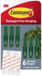 Command Garland Holder, Fireplace Mantle Garland Holder for Displaying Garlands, Wreaths, and Holiday Decor Without Leaving Damage, Holes, or Residue, Holds 2lbs, Green, 6 Pack - Image 2