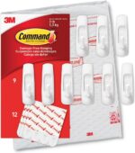 Command Medium Utility Hooks, Plastic, 9 Wall Hook and 12 Strips, Damage-Free with Adhesive, No Tools Great for Organization and Storage, Holds up to 3 lb - Image 2