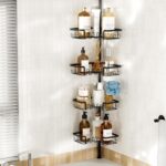 Corner Shower Caddy Tension Pole Adjustable 29–124 Inch, 4 Tier Rustproof Shower Organizer Shelf Rack, Quick Installation Bathroom Storage Shower Caddy Corner Pole, Black - Image 2