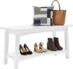 Craftsbury 36-Inch Solid Wood Entryway Bench with Storage Shelf – Easy Assembly Small Seating Bench for Hallway, Living Room, or Foyer by Alaterre Furniture (White) - Image 2