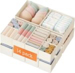 Criusia Drawer Organizer Clothes, 14 Pack Dresser Organizer for Baby Clothes, Underwear, Sock- Foldable Closet Organization and Storage Dividers Bins for Nursery, Bedroom and Dorm (Beige) - Image 2