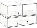 Criusia Stackable Storage Drawers, 3 Pack Clear Acrylic Makeup & Bathroom Organizer, Versatile Storage Bins for Vanity, Under Sink, Kitchen Cabinets & Pantry - Image 2